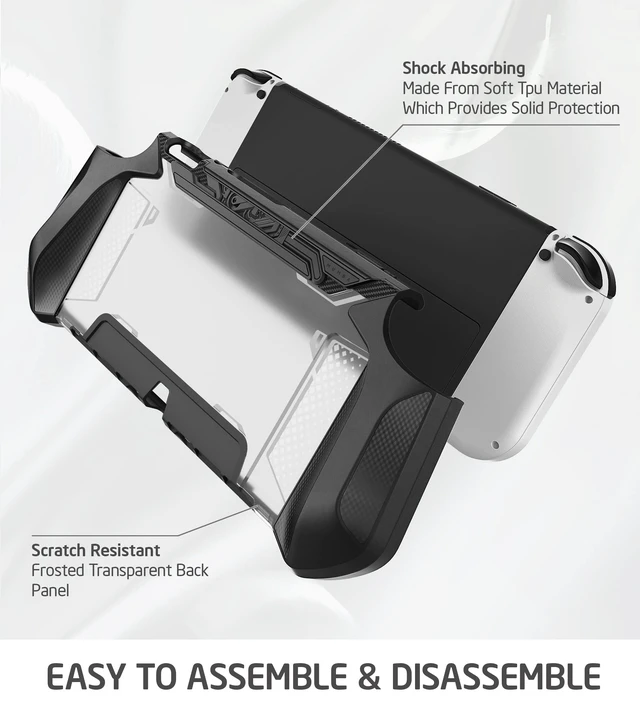 Alt view image 4 of 7 - Dockable Case for Nintendo Switch OLED 2021, Blade Series TPU Grip Protective Cover Accessories Compatible with 7 Inch and Joy-Con Controller (Black)