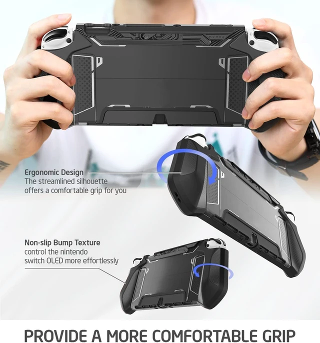 Alt view image 7 of 7 - Dockable Case for Nintendo Switch OLED 2021, Blade Series TPU Grip Protective Cover Accessories Compatible with 7 Inch and Joy-Con Controller (Black)