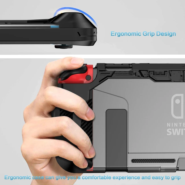 Alt view image 3 of 7 - Dockable Case for Nintendo Switch 2017,Protective Case Compatible for Nintendo Switch and Joy-Con Controller ,TPU Grip Cover with Shock-Absorption and Anti-Scratch Design(Black)
