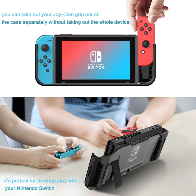 Alt view image 5 of 7 - Dockable Case for Nintendo Switch 2017,Protective Case Compatible for Nintendo Switch and Joy-Con Controller ,TPU Grip Cover with Shock-Absorption and Anti-Scratch Design(Black)
