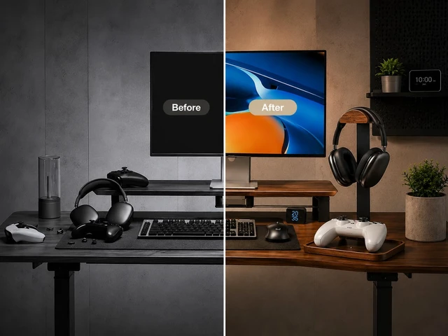 Alt view image 4 of 7 - Headphone Stand, Walnut Wood Headset Stand with Controller Holder | Headphones Holder for Gaming, Office and Desk Compatible with AirPods Max, Bose, Sennheiser, Corsair