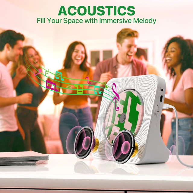 Alt view image 4 of 7 - Portable CD Player with Bluetooth, Hi-Fi Speakers & FM Radio | Bluetooth transmitter & receiver, Hi-Fi stereo sound, FM radio, USB & AUX, 5 CD formats, compact CD player for kids & seniors