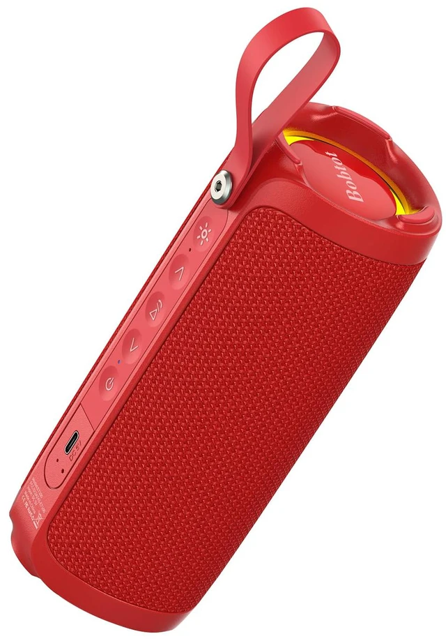Main image of Portable Bluetooth Speaker, 15W Waterproof, RGB Light, TWS, Red | Dual passive radiators, Bluetooth 5.3, IPX6 splash-ready, TWS stereo, RGB lights and hands-free calls for home and travel use