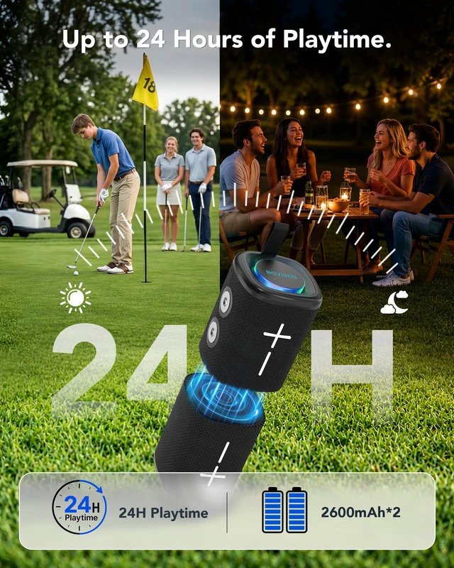 Alt view image 5 of 7 - 2-in-1 Split Magnetic Golf Cart Speaker, Portable Bluetooth Speaker | TWS True Wireless Stereo, IPX5 Waterproof, 24H Playtime, Golf Cart Accessories, Golf Gifts for Men
