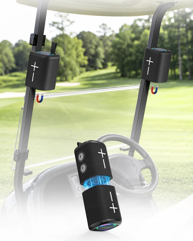 Main image of 2-in-1 Split Magnetic Golf Cart Speaker, Portable Bluetooth Speaker | TWS True Wireless Stereo, IPX5 Waterproof, 24H Playtime, Golf Cart Accessories, Golf Gifts for Men