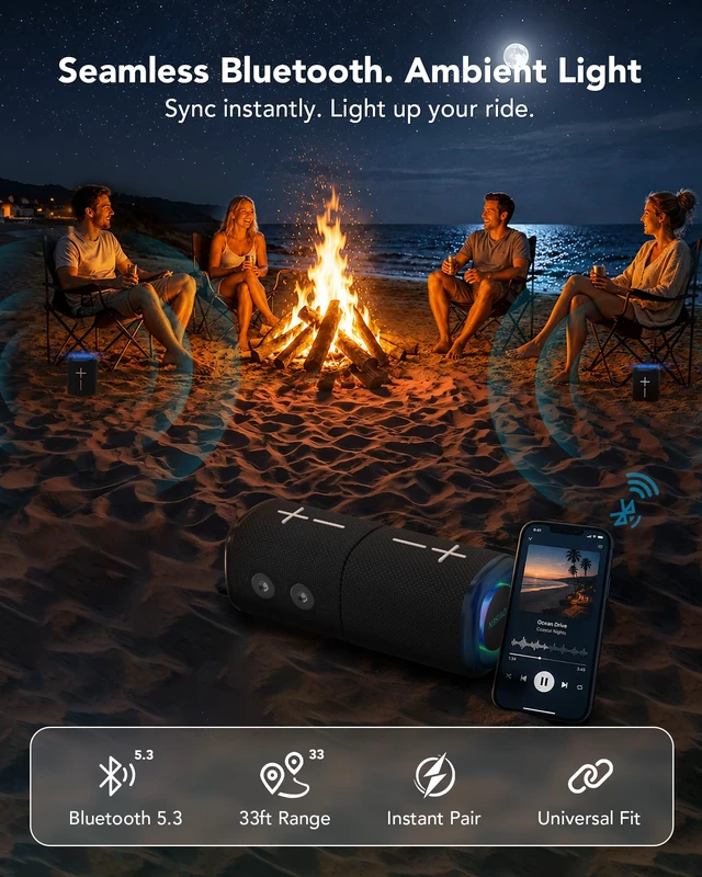 Alt view image 7 of 7 - 2-in-1 Split Magnetic Golf Cart Speaker, Portable Bluetooth Speaker | TWS True Wireless Stereo, IPX5 Waterproof, 24H Playtime, Golf Cart Accessories, Golf Gifts for Men