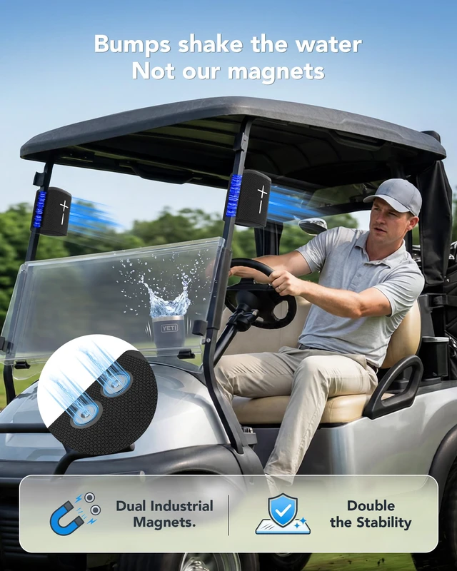 Alt view image 3 of 7 - 2-in-1 Split Magnetic Golf Cart Speaker, Portable Bluetooth Speaker | TWS True Wireless Stereo, IPX5 Waterproof, 24H Playtime, Golf Cart Accessories, Golf Gifts for Men