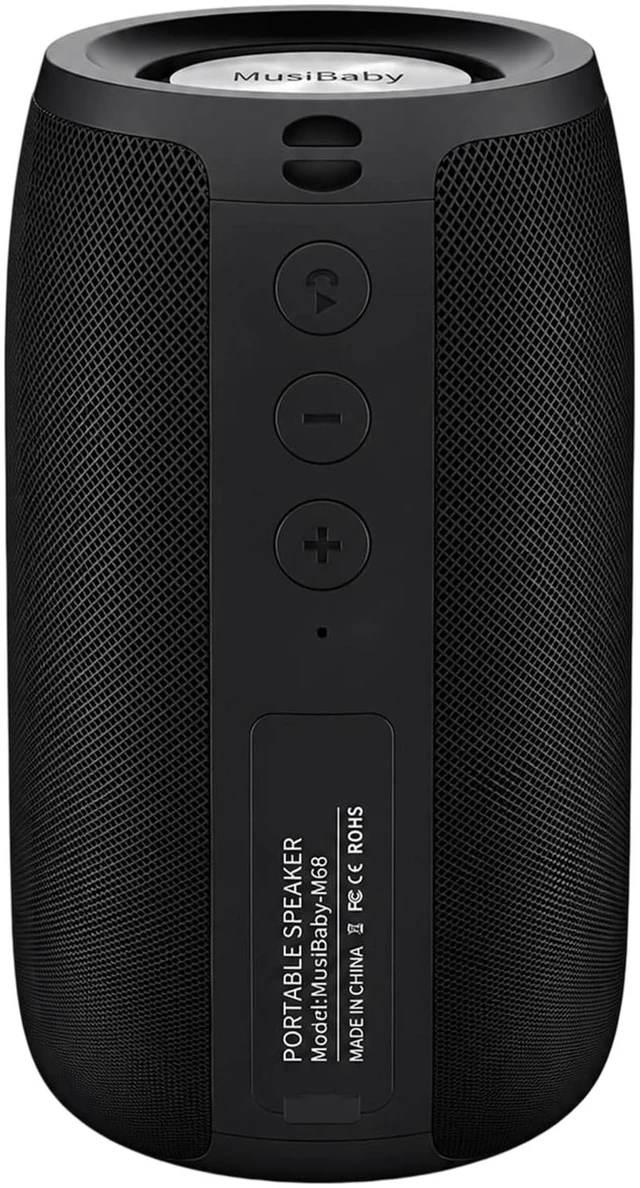 Main image of M68 Bluetooth Speaker, 12W, IPX5, Black | Portable, small and compact with USB playback, AUX input, FM radio, TF card playback, up to 24H and dual pairing.