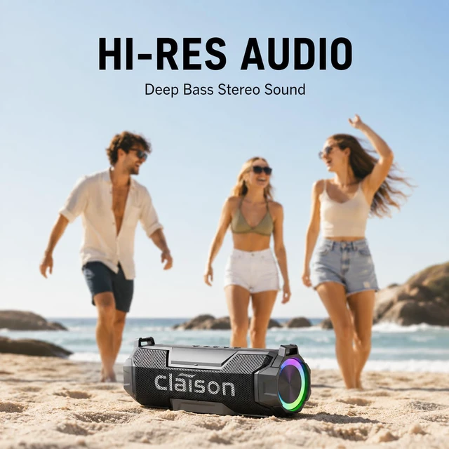 Alt view image 4 of 7 - Portable Bluetooth Speaker, Hi-Res Audio, Deep Bass, IPX7, Wireless | Dual drivers, Bluetooth 6.0, RGB lights, TWS stereo pairing and up to 24H playtime for party, travel, camping and beach