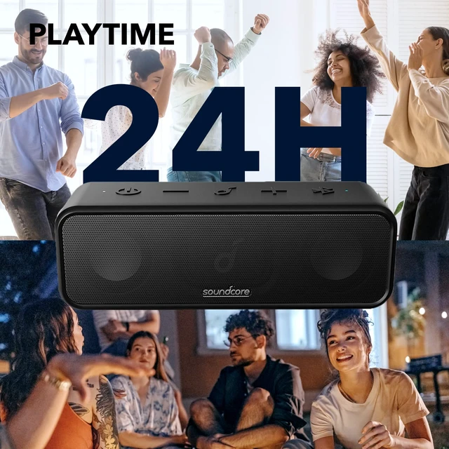 Alt view image 3 of 7 - Anker 3 Portable Bluetooth Speaker, IPX7 Waterproof, 24H Playtime | PartyCast, BassUp, Custom EQ App, Pure Titanium Diaphragm Drivers- for Home, Shower, Outdoor, and Beach