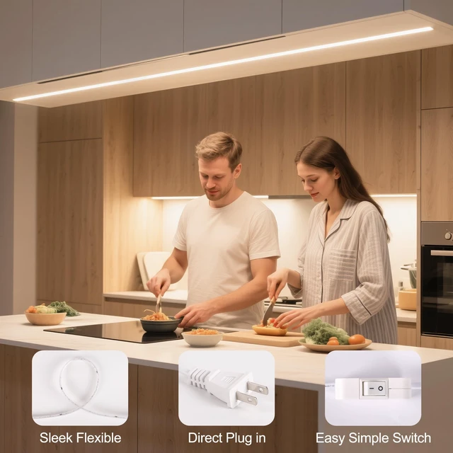 Alt view image 6 of 7 - 36inch Plug in Under Cabinet Lighting Strip for Kitchen