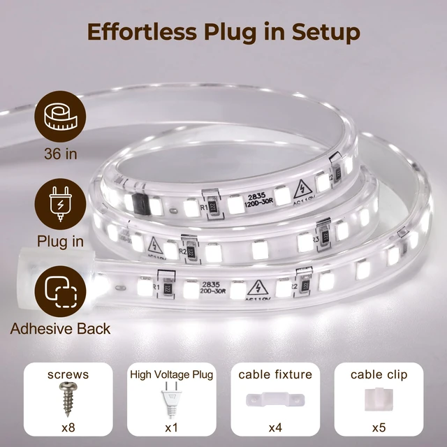 Alt view image 4 of 7 - 36inch Plug in Under Cabinet Lighting Strip for Kitchen