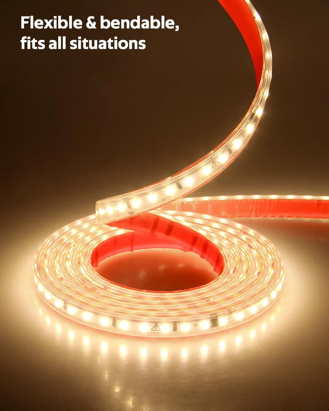 Alt view image 4 of 7 - Warm White Under Cabinet Strip Lighting Plug in Waterproof 48in 3000K LED Light Strips with Switch Flexible Self-Adhsive Under Counter Light 120LED/M Ultra Bright Lights Bar for Desk Kitchen Indoor