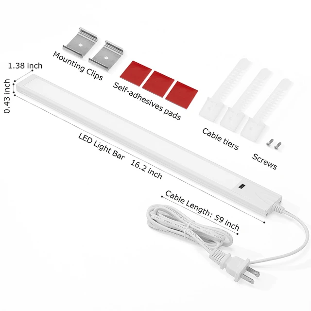 Alt view image 4 of 7 - Under Cabinet Light 16 Inch Plug in 110VAC. Hand Wave Activated. 8W LED Light Bar. Bright but Dimmable. Light Color Adjustable. For Kitchen Under Cabinets, Counter, Over Sink Closet Workbench