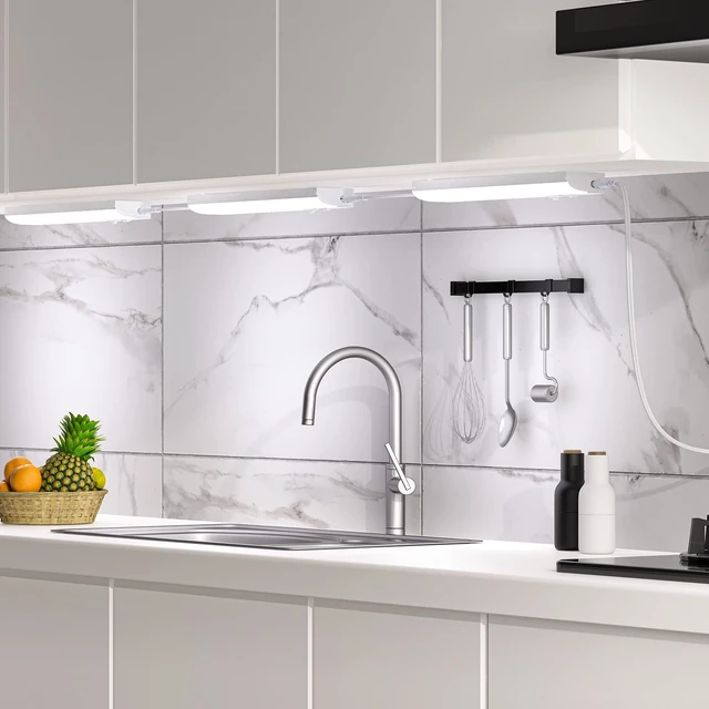 Alt view image 2 of 7 - led Under Cabinet Task Lighting for Kitchen Plug-in Closet Light dimmable Under Cabinet Light 3 Color 3000K/4000K/5000K for Kitchen Garage Counter/Sink Area 12 inch