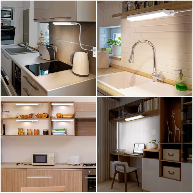 Alt view image 7 of 7 - led Under Cabinet Task Lighting for Kitchen Plug-in Closet Light dimmable Under Cabinet Light 3 Color 3000K/4000K/5000K for Kitchen Garage Counter/Sink Area 12 inch