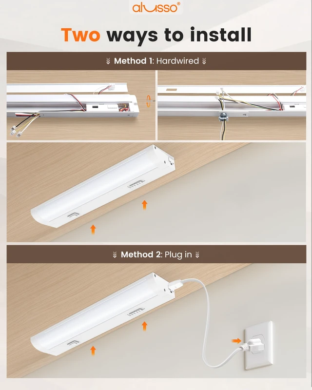 Alt view image 6 of 7 - 12 Inch LED Under Cabinet Lighting Hardwired & Plug in 120V, 5CCT Color Selectable 2700K-5000K Dimmable 6W 510LM High Brightness, Strip Linkable Under Counter Lights for Kitchen Sink, 1 Pack