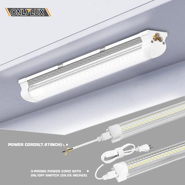 Alt view image 2 of 6 - LED Shop Lights, LED Tube Light 25W 6000K(2 Pack) | Garage Lighting, Super Bright, Under Cabinet Lighting, Linkable with Plug Shop Lights for Garage Workbench Workshop Basement