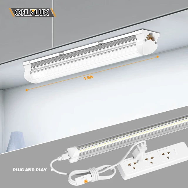 Alt view image 4 of 6 - LED Shop Lights, LED Tube Light 25W 6000K(2 Pack) | Garage Lighting, Super Bright, Under Cabinet Lighting, Linkable with Plug Shop Lights for Garage Workbench Workshop Basement
