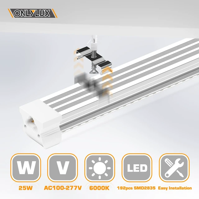 Alt view image 5 of 6 - LED Shop Lights, LED Tube Light 25W 6000K(2 Pack) | Garage Lighting, Super Bright, Under Cabinet Lighting, Linkable with Plug Shop Lights for Garage Workbench Workshop Basement