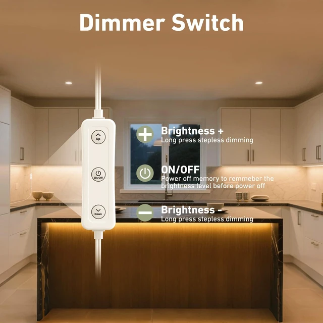 Alt view image 4 of 7 - Under Cabinet Lighting Plug in. 3 PCS 12 Inches Likable Slim Bright Light Bars. Dimmable 14W Under Cabinet Lights for Kitchen Over Counter Coffee Station Shelf Closets Warm White 3000K