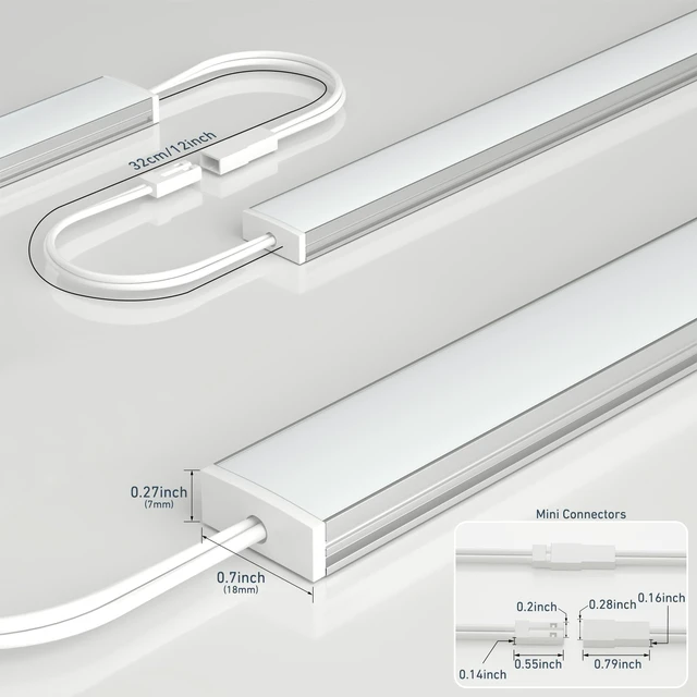 Alt view image 6 of 7 - Under Cabinet Lighting Plug In. 3 PCS 12 Inches Likable Ultra Thin Bright Light Bars. Dimmable 14W LED Kit for Kitchen Under Cabinets Countertop Workbench Counter Shelf Closets Daylight 5000K