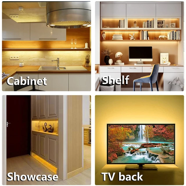 Alt view image 7 of 7 - 8PCS 20inch Under Cabinet Lighting with Remote,Warm White LED Light | Dimmable,24W Adapter,Ultra Bright 240-LED Light for Kitchen,Counter,Shelf,TV Back, Memory Function,Timing,1900lm,2700K,13ft