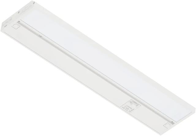 Main image of Halo 12-Inch Hardwired LED Under Cabinet Light, 3-CCT, White | Power cord sold separately for plug-in installation. 2700K/4000K/5000K, dimmable. Model: UC0112WH27