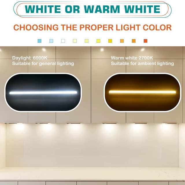 Alt view image 5 of 7 - Under Cabinet LED Bar 12inch, Single Counter Light for Kitchen Shelf Cupboard, Display Cases Back Lighting, Closet Light, 120V Wall Plug in, On Off Switch, 2 Bars, Daylight