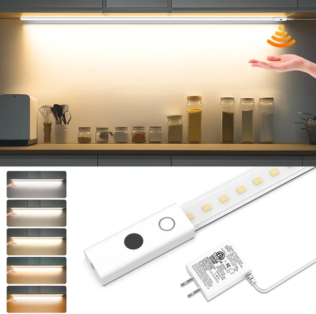 Main image of Smart Under Cabinet Lights, 40in Plug in Under Cabinet Lighting with Handwave Sensor, Bright Dimmable 5 Color Temp Stick on Closet Light, Slim Cuttable Under Counter Lights for Kitchen Desk Shelf