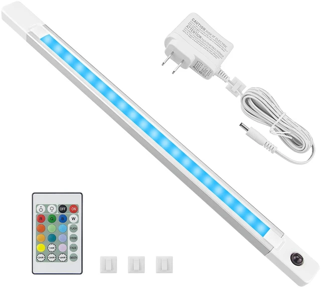 Main image of Under Cabinet Light with Remote, Stick on Color Changing Under Counter Lighting, Plug in RGB LED Light Bar with Timer for Kitchen Sink Shelf Cupboard Closet Pantry Desk TV Stand Backlight