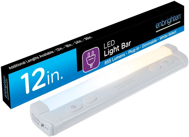 Main image of 12 Inch Plug in Under Cabinet Light with 5 Color Temperatures | Dimmable 855 Lumens, Soft White to Daylight Lighting, One-Touch Sync Linkable Under Cabinet Lighting for Kitchen, ETL Listed