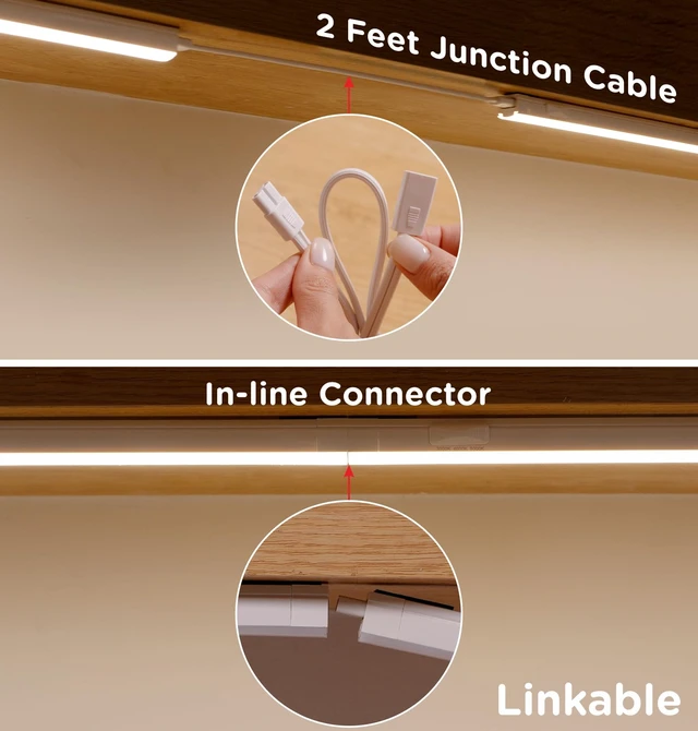 Alt view image 4 of 7 - Under Cabinet Lighting Plug in, Dimmable 3CCT 3000/4000/5000K AC120V Super Bright Ultra Slim Linkable LED Counter Lights for Kitchen, Shelf, Closet, Cupboard, White 16 inch 1Pack
