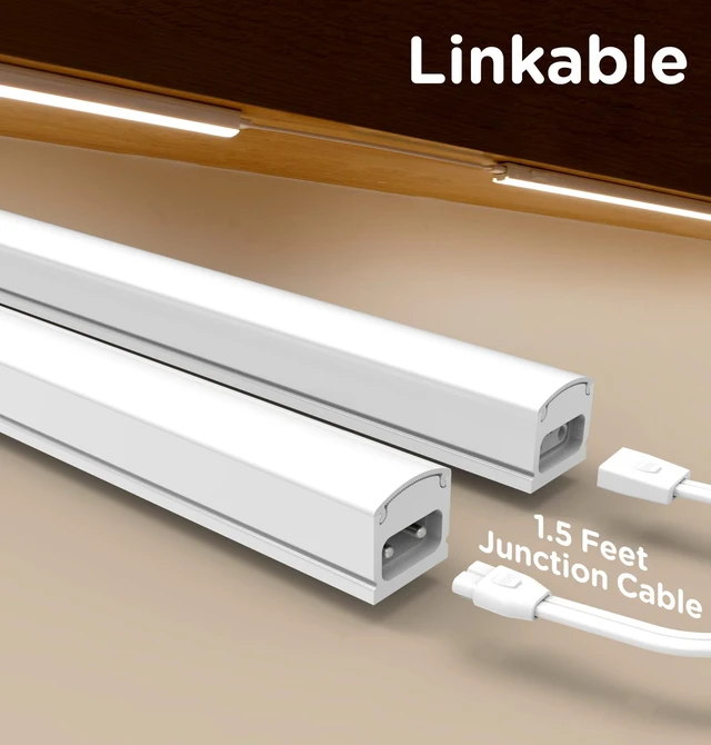 Alt view image 5 of 7 - Under Cabinet Lighting Plug in, Dimmable 3CCT 3000/4000/5000K AC120V Super Bright Ultra Slim Linkable LED Counter Lights for Kitchen, Shelf, Closet, Cupboard, White 16 inch 1Pack