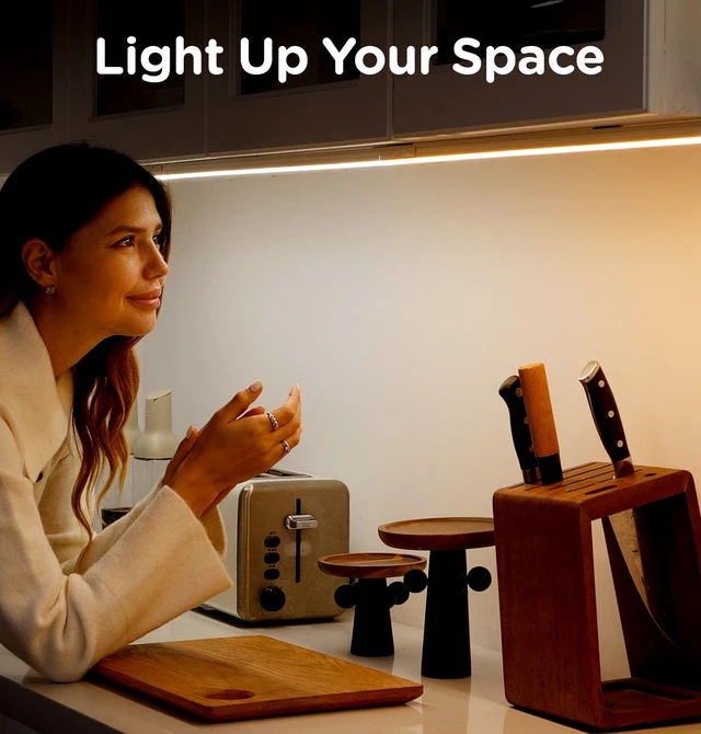 Alt view image 6 of 7 - Under Cabinet Lighting Plug in, Dimmable 3CCT 3000/4000/5000K AC120V Super Bright Ultra Slim Linkable LED Counter Lights for Kitchen, Shelf, Closet, Cupboard, White 16 inch 1Pack