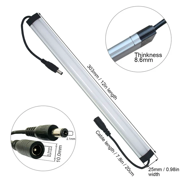 Alt view image 4 of 7 - Under Cabinet Lighting Kit Plug in, 3 Light Bars 20W Super Bright | Daylight White 20W 1000 Lumen Dimmable for Kitchen Under Cabinets Above Cabinets Counter Top 5000K (3-Light-Bar)