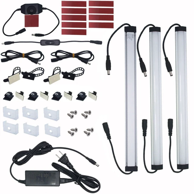 Main image of Under Cabinet Lighting Kit Plug in, 3 Light Bars 20W Super Bright | Daylight White 20W 1000 Lumen Dimmable for Kitchen Under Cabinets Above Cabinets Counter Top 5000K (3-Light-Bar)