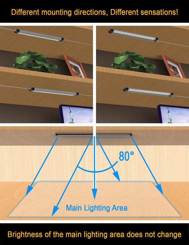 Alt view image 7 of 7 - Under Cabinet Light Bar, Neat Plug-in 6-Pack 12 Inch, 6500K 2700Lm | 1 Ext Cables, Mess-Free Built-in Adj Cable, ETL Adapter, Dimmer, Under Cabinet Lighting for Kitchen Counter Closet Bookshelf