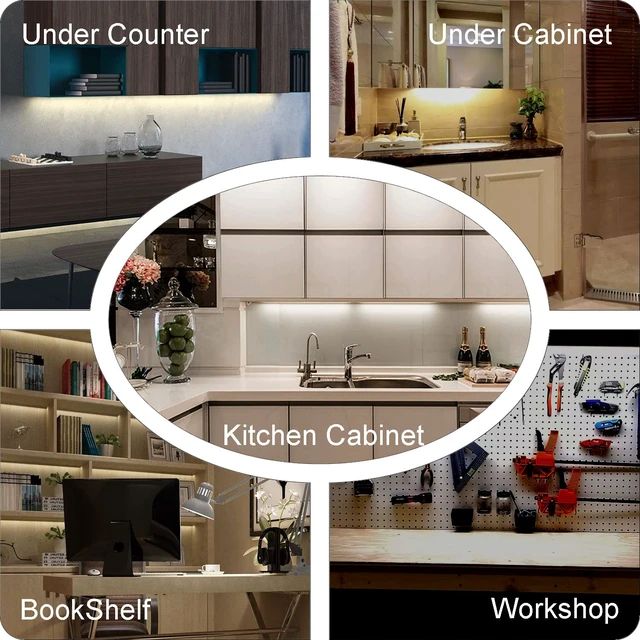 Alt view image 6 of 7 - Under Cabinet Light Bar, Neat Plug-in 6-Pack 12 Inch, 6500K 2700Lm | 1 Ext Cables, Mess-Free Built-in Adj Cable, ETL Adapter, Dimmer, Under Cabinet Lighting for Kitchen Counter Closet Bookshelf