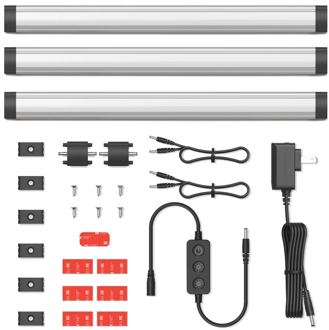 Main image of 12-inch Plug-in LED Under Counter Lights for Kitchen, Soft White 3000K, Pack of 3, IN-0110-23-SN