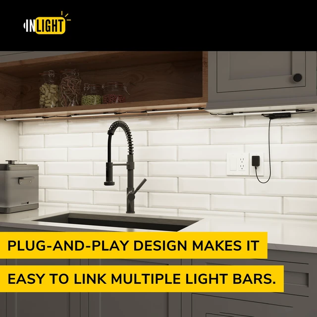 Alt view image 3 of 7 - 12-inch Plug-in LED Under Counter Lights for Kitchen, Soft White 3000K, Pack of 3, IN-0110-23-SN