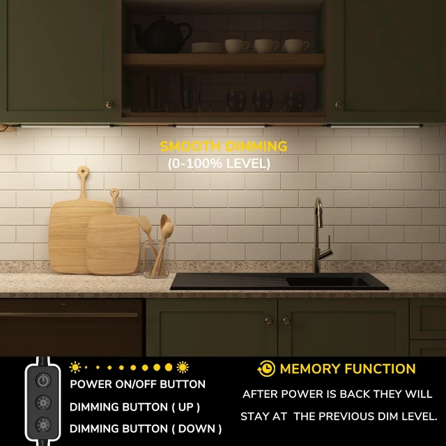 Alt view image 6 of 7 - 12-inch Plug-in LED Under Counter Lights for Kitchen, Soft White 3000K, Pack of 3, IN-0110-23-SN
