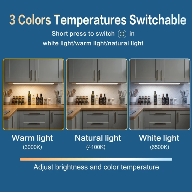 Alt view image 4 of 7 - Under Cabinet Light,2Pcs 15.7 Inch Plug in LED Closet Light with Hand Wave | 3 Color Temps & Adjustable Brightness, Super Slim Dimmable Workbench,Under Counter Lights for Kitchen