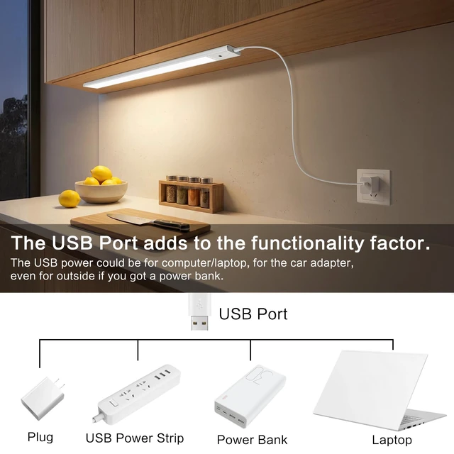 Alt view image 7 of 7 - Under Cabinet Light,2Pcs 15.7 Inch Plug in LED Closet Light with Hand Wave | 3 Color Temps & Adjustable Brightness, Super Slim Dimmable Workbench,Under Counter Lights for Kitchen