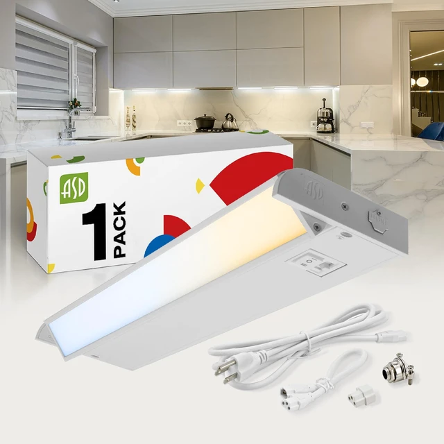 Main image of Swivel LED Under Cabinet Lighting Plug in or Hardwired 12 Inch, Dimmable Under Cabinet Lights with High/Low/Off Switch, 3CCT 2700K-4000K, Linkable Under Counter Lights for Kitchen, White, ETL
