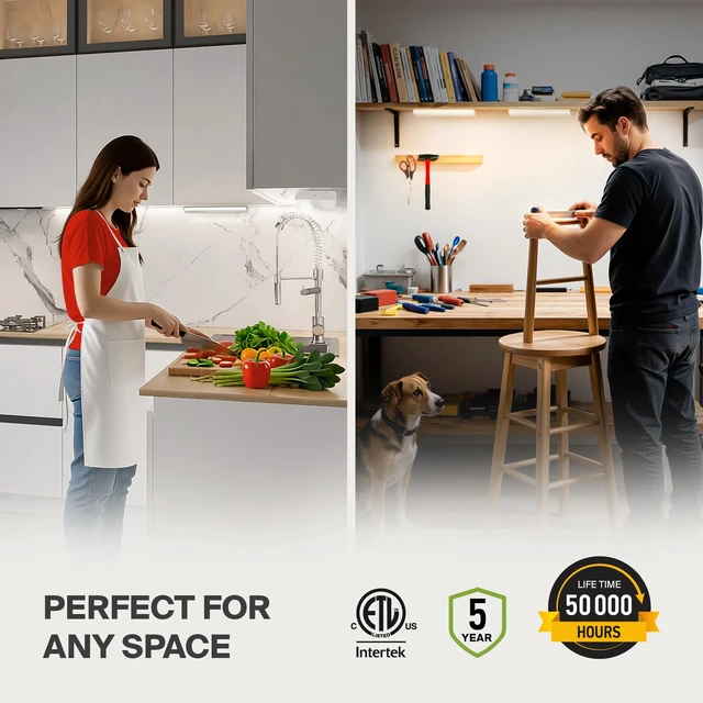 Alt view image 2 of 7 - Swivel LED Under Cabinet Lighting Plug in or Hardwired 12 Inch, Dimmable Under Cabinet Lights with High/Low/Off Switch, 3CCT 2700K-4000K, Linkable Under Counter Lights for Kitchen, White, ETL