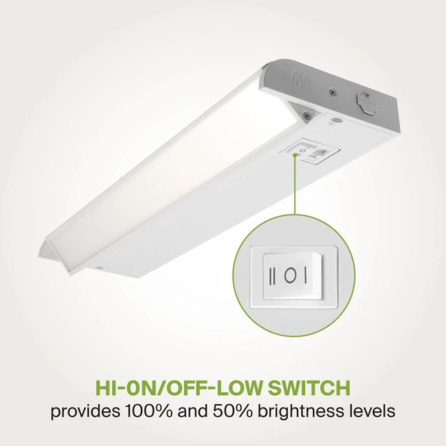 Alt view image 6 of 7 - Swivel LED Under Cabinet Lighting Plug in or Hardwired 12 Inch, Dimmable Under Cabinet Lights with High/Low/Off Switch, 3CCT 2700K-4000K, Linkable Under Counter Lights for Kitchen, White, ETL