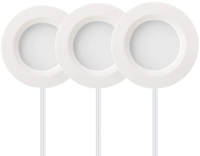 Main image of 2.75-Inch LED Puck Light Kit, 3-Pack, Plug-in, 3000K, White | Warm white light, 12V plug-in kit with in-line dimmer, recessed/surface mount. Model: IN-0102-3-WH