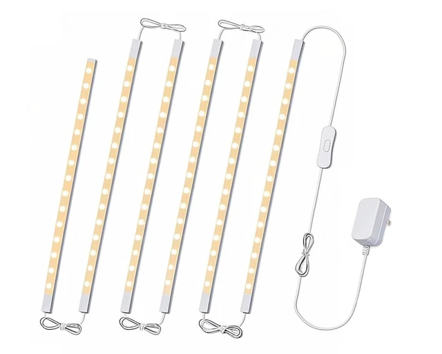 Alt view image 2 of 7 - Under Cabinet Lighting, 6-Pack 12" Linkable LED Light Bars 3000K | Warm White 1200LM Plug-in CRI90+ Frosted Lens Pantry Bookshelf Workbench