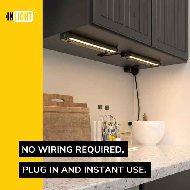 Alt view image 4 of 7 - 16-Inch Plug-in Swivel LED Under Cabinet Light, 2-CCT, Bronze | 2700K warm white/4000K bright white, dimmable. Model: IN-0109-4-BZ